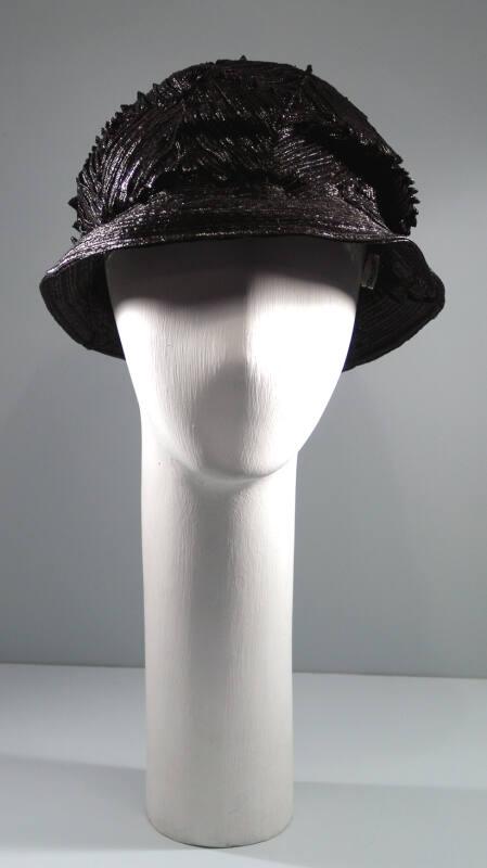 Black Straw Cloche Hat