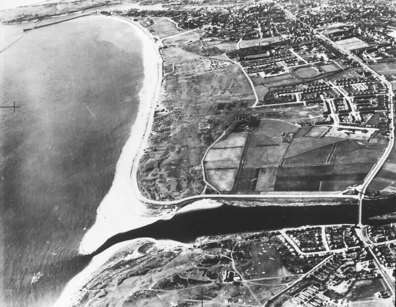 Aerial view from River Don to Beach and Harbour