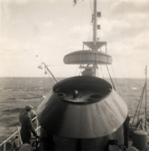 Black and white photograph taken during trial trip of Captain Riou