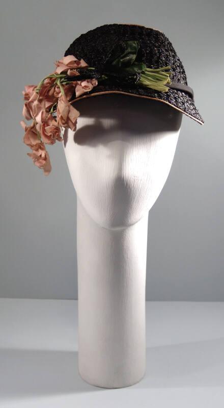 Black Half Hat with Flowers