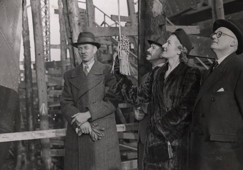 Guests at the launch of the cargo vessel Lanarkbrook