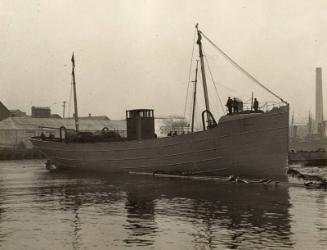 Photograph in album showing John Lewis built trawler, possibly Loch Shin