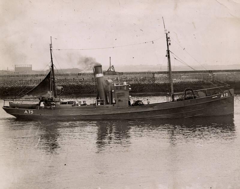 The trawler A75 Philippe Leaving Aberdeen Harbour