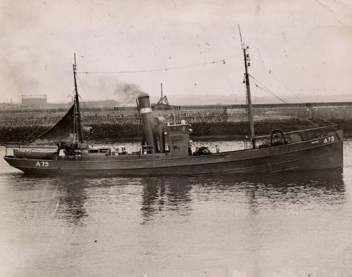 The trawler A75 Philippe Leaving Aberdeen Harbour