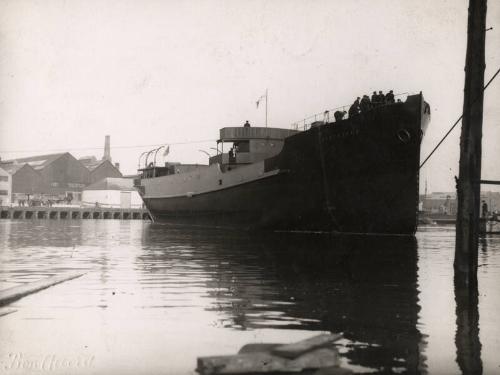 Photograph in album showing John Lewis built vessel Saintfield