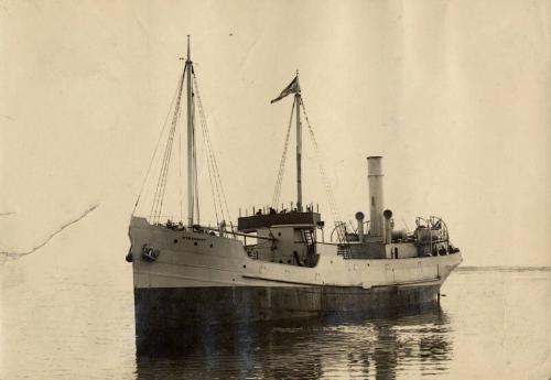 Photograph in album showing John Lewis built vessel Wyndhurst
