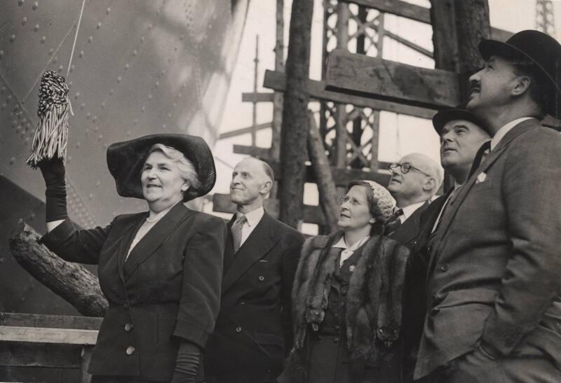 Guests at the launch of the cargo vessel Cardiffbrook