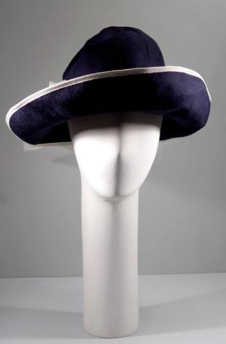 Navy Ladies Hat With White Bow