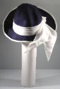 Navy Ladies Hat With White Bow