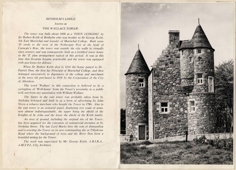 Benholm's Lodge known as the Wallace Tower on its site at Tillydrone Road