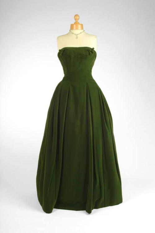 Green Strapless Evening Dress