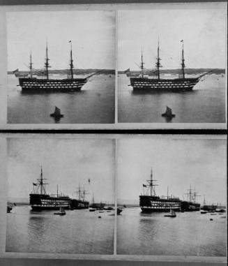 Copy Two Stereo Negatives: Upper Ship Identified as HMS Impregnable