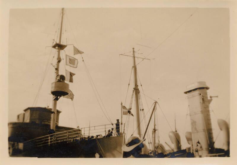 Dutch gunboat Jan Van Brackel and German trawler gunboat Weser in Aberdeen harbour