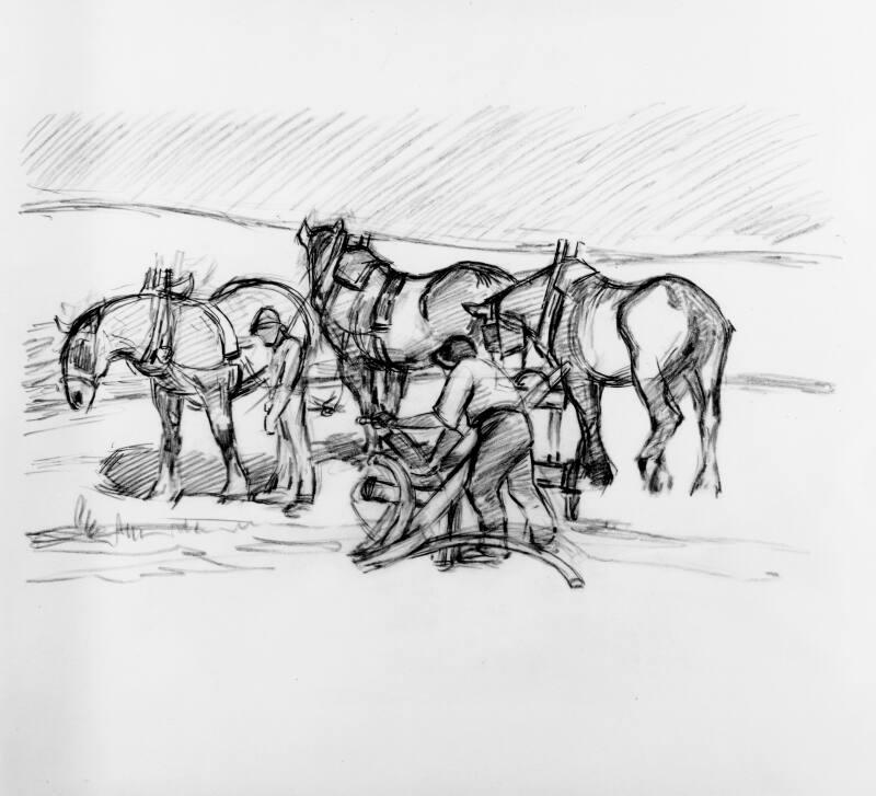 Ploughing on the Downs by Robert Polhill Bevan