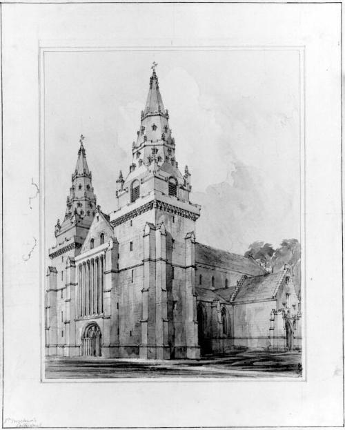 Aberdeen Cathedral - Western Towers(Vol.I, Pl.9 The Baronial Ecclesiastical Antiquities Of Scot…