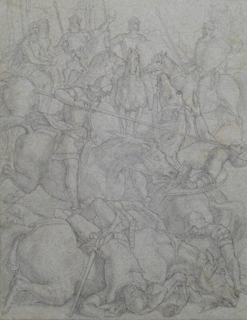 Knights Jousting (Mort D'arthur Scene) by William Dyce