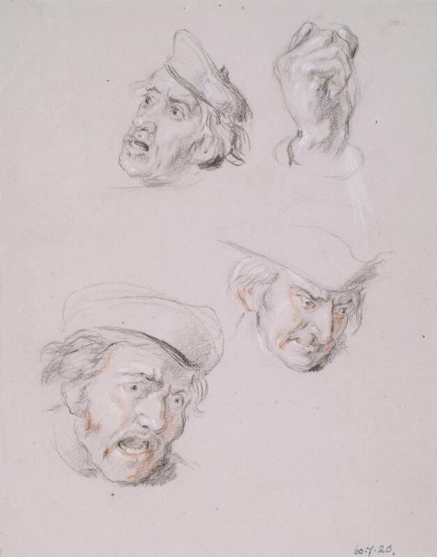 Studies Of Three Male Heads And One Hand by Sir William Allan