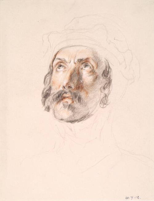 Head Of A Man Looking Upwards by Sir William Allan