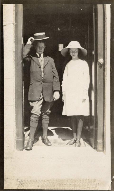 Girl and boy in hats