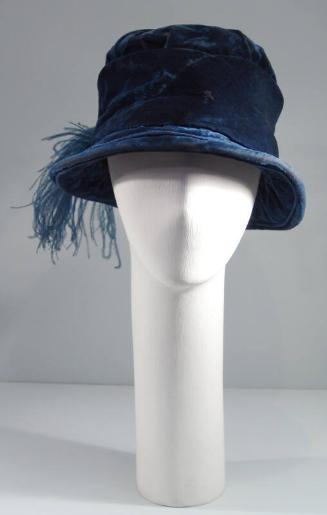 Blue Velvet Hat With Brim