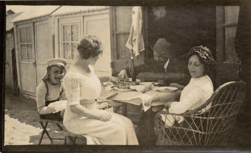 Group at beach hut