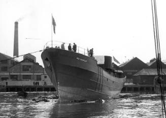 Black and white photograph showing the trawler Red Gauntlet
