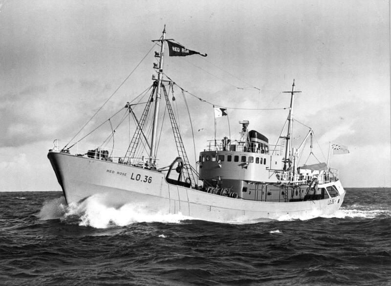 Black and white photograph showing the trawler Red Rose