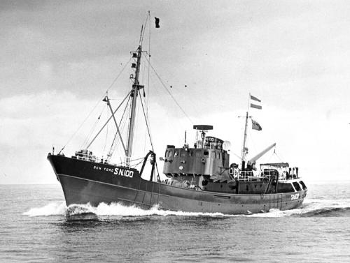 Photograph showing the launch of the Ben Torc