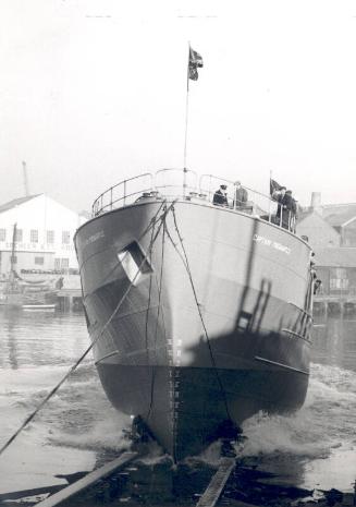 Photograph showing the launch of the Captain Fremantle
