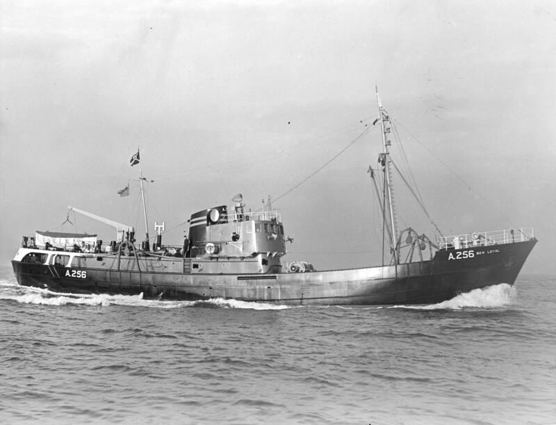 Photograph showing the launch of the trawler Ben Loyal