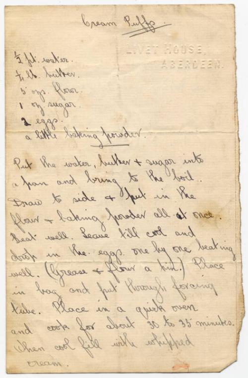 Recipe Book::for Funds The Aberdeenshire Volunteer Artillery and Rifle Association