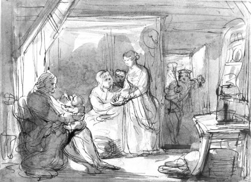 Sketch for a Highland Interior with Figures