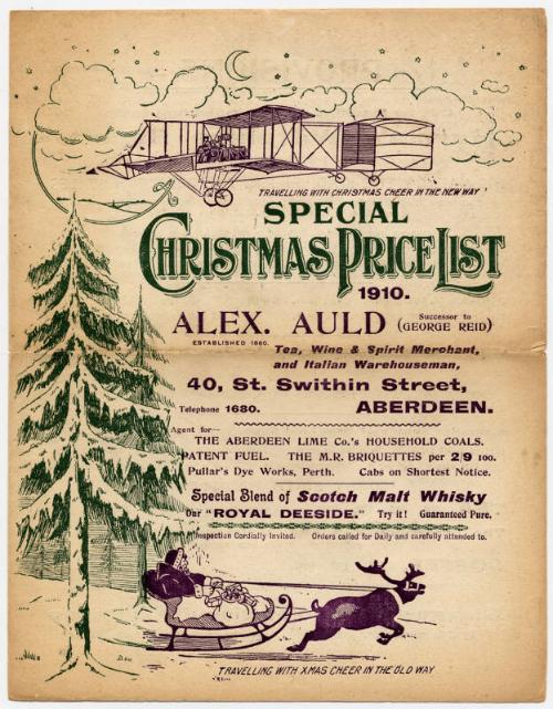 Christmas Price List 1910
