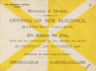 Admission Ticket Opening of Marischal College in Presence of Edward VII