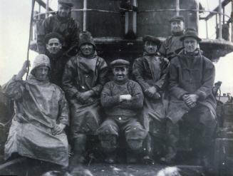 black and white photograph showing aft gallows and stern