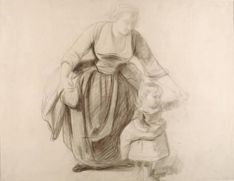 Mother and Child - Study for "A Highland Interior" and verso Sketch for a Composition