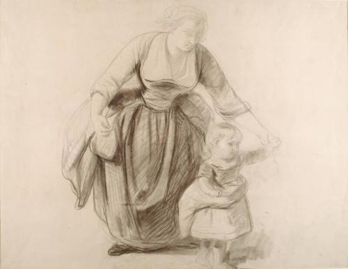 Mother and Child - Study for "A Highland Interior" and verso Sketch for a Composition