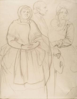 An Elderly Couple and a Woman with a Child - Study for "Baptism In Scotland" and verso: Figure Studies