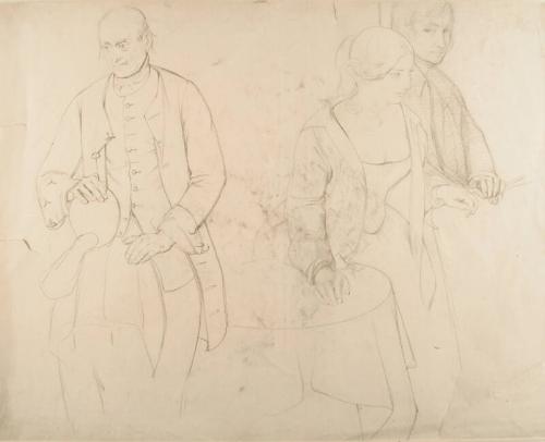 A Young Couple, A Child and an Old Man - Study for "Presbyterian Catechising" and verso: Life Studies