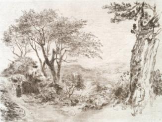 View on a Hill, with Trees and Figures