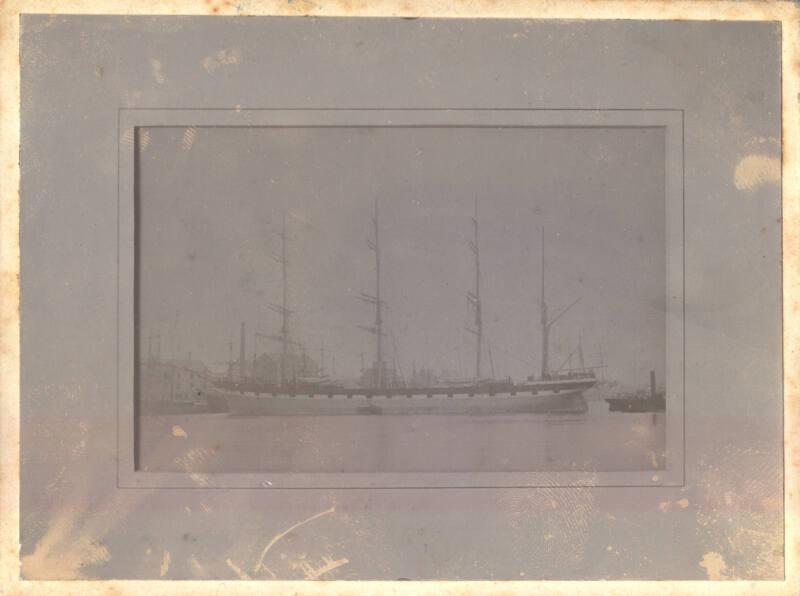 Black and white photograph Showing the four masted barque 'Port Jackson'