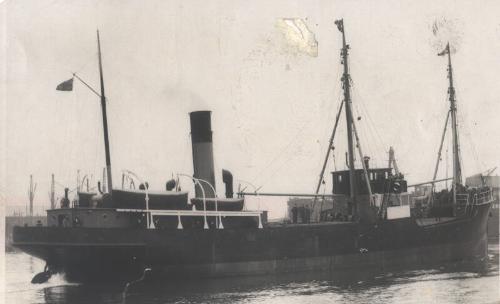 Black and white photograph showing the Aberdeen Collier 'Thrift' on trials