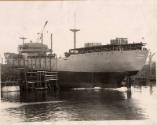 black and white photograph of cargo vessel 'Vikdal' Hall Russell Shipyard