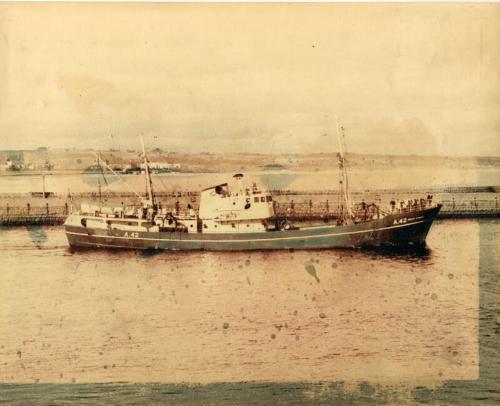 tinted photograph showing 'Mount Everest' leaving harbour