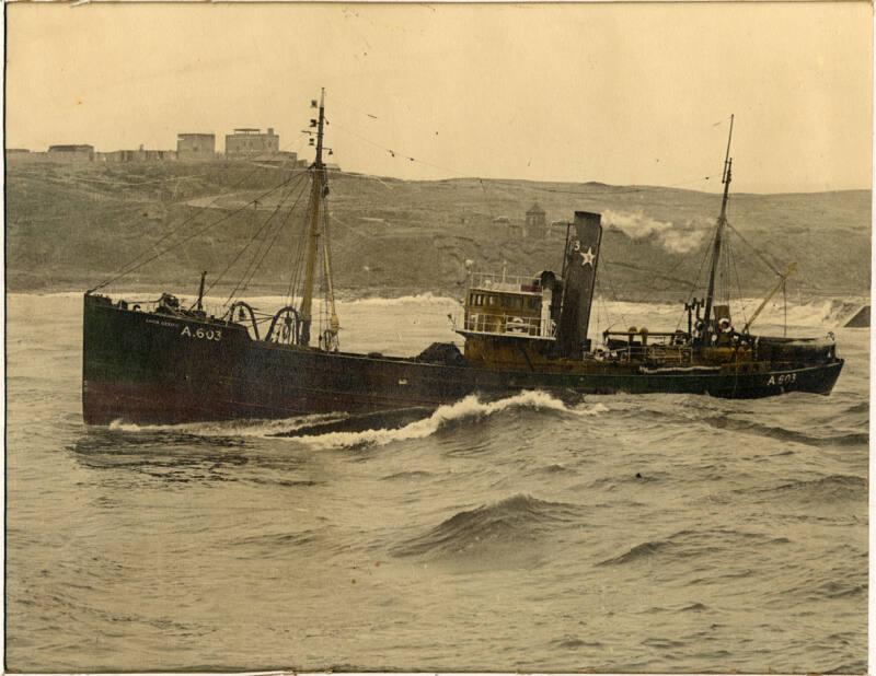 tinted photograph showing aberdeen trawler 'Loch Ossian'