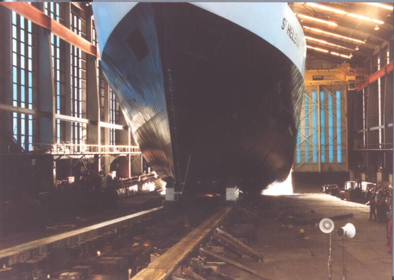 Colour photograph showing launch of St Helena