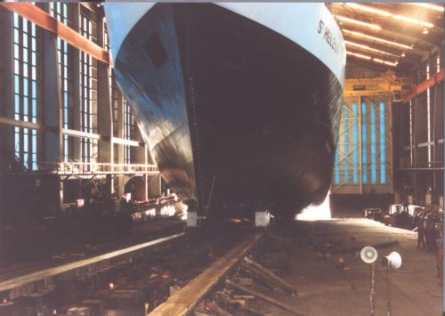 Colour photograph showing launch of St Helena