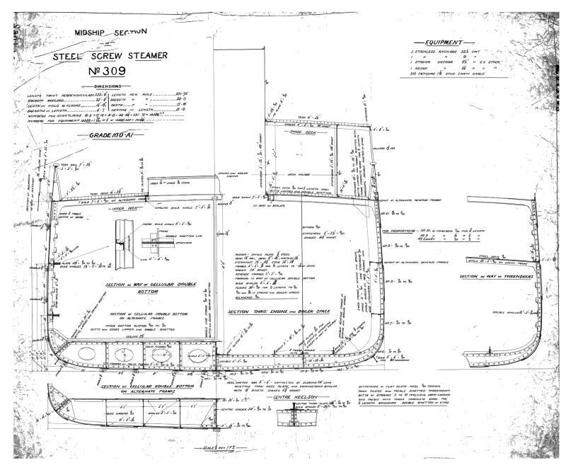 Bolivar (309) Midship Section Plan