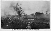 Black & White Postcard of Intaba after launching in Aberdeen Harbour 1910