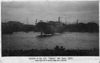 Black & White Postcard of Intaba after launching in Aberdeen Harbour 1910